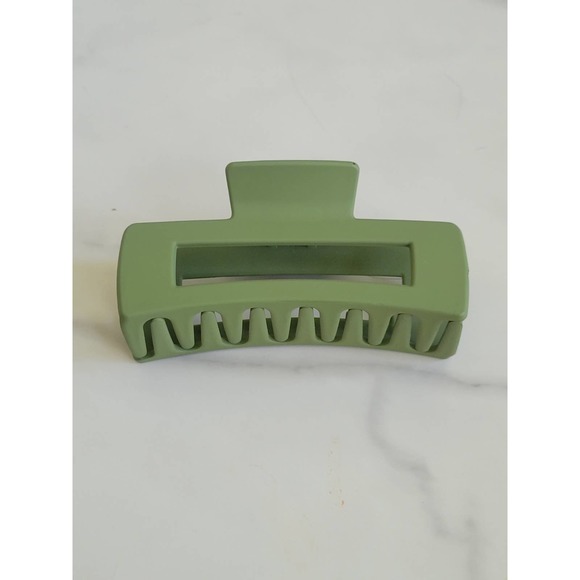 Large Rectangle Claw Clip Hair Accessory Olive Green - Picture 1 of 3